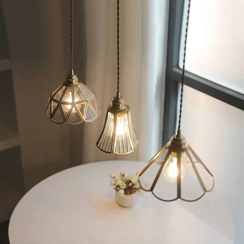Suspension LED Nordique Verre Dore