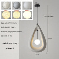 Nordic Wabi Sabi : Lampe suspension LED minimaliste pour salle à manger, salon et chambre