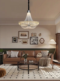 Lustre Moderne en Cristal Français LED pour Hôtel et Villa Prestigieuse