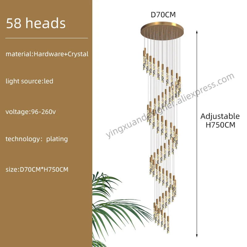 Suspension d'escalier en cristal Luxe & Élégance