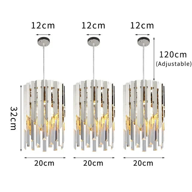 Plafonnier de luxe en cristal 20cm - Lumière ronde Or Chrome LED pour décoration intérieure
