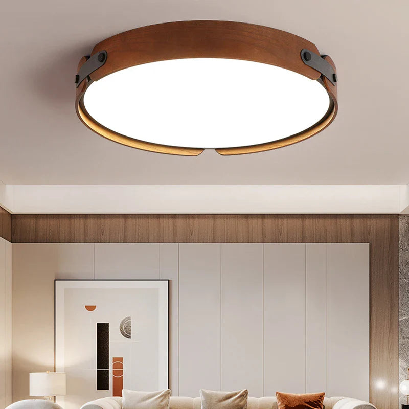 Plafonnier en bois premium avec cuir artificiel et 3 ronds interchangeables design