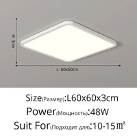 Plafonnier LED Ultra-mince Rectangulaire Minimaliste Scandinave Moderne en Acrylique