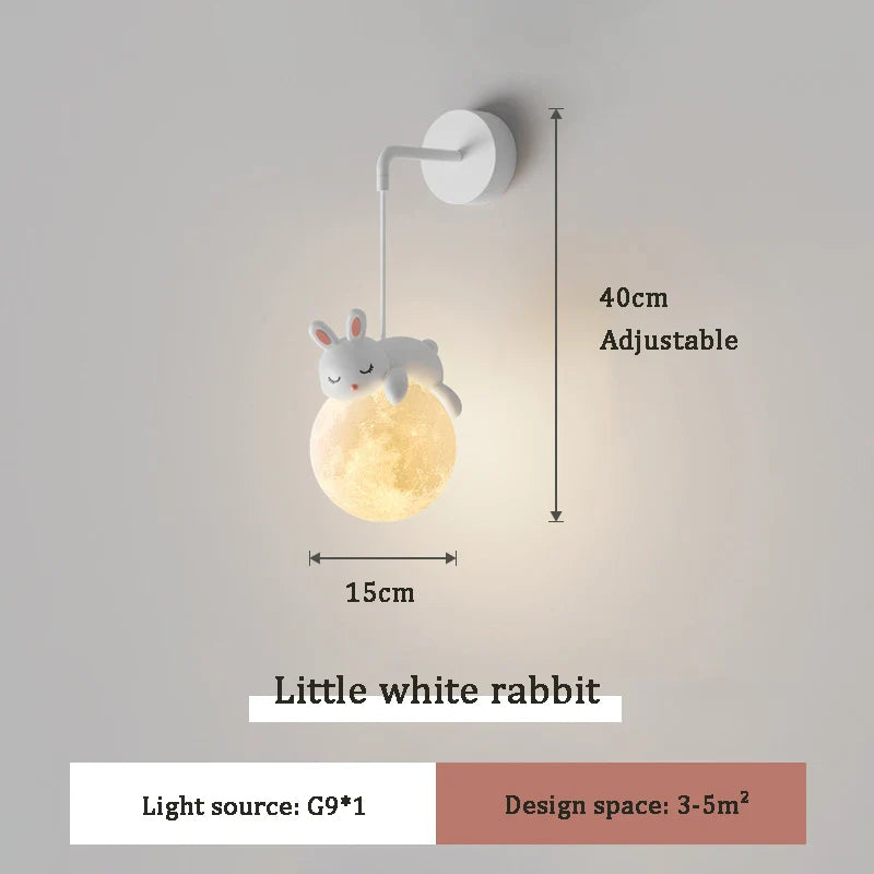 Applique murale nordique lapin et ours blanc pour bébé