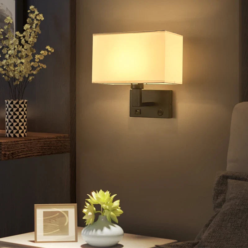 Applique murale Led de luxe avec abat-jour en tissu