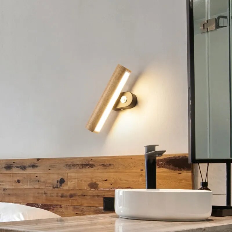 Applique murale Rotative en bois et LED