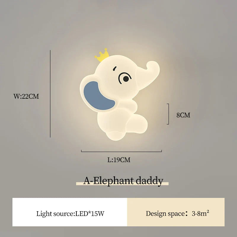Appliques Murales LED Éléphant Mignon pour Enfants