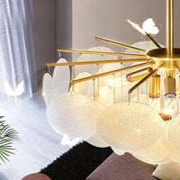 Lustre en verre de luxe avec carillons éoliens romantiques