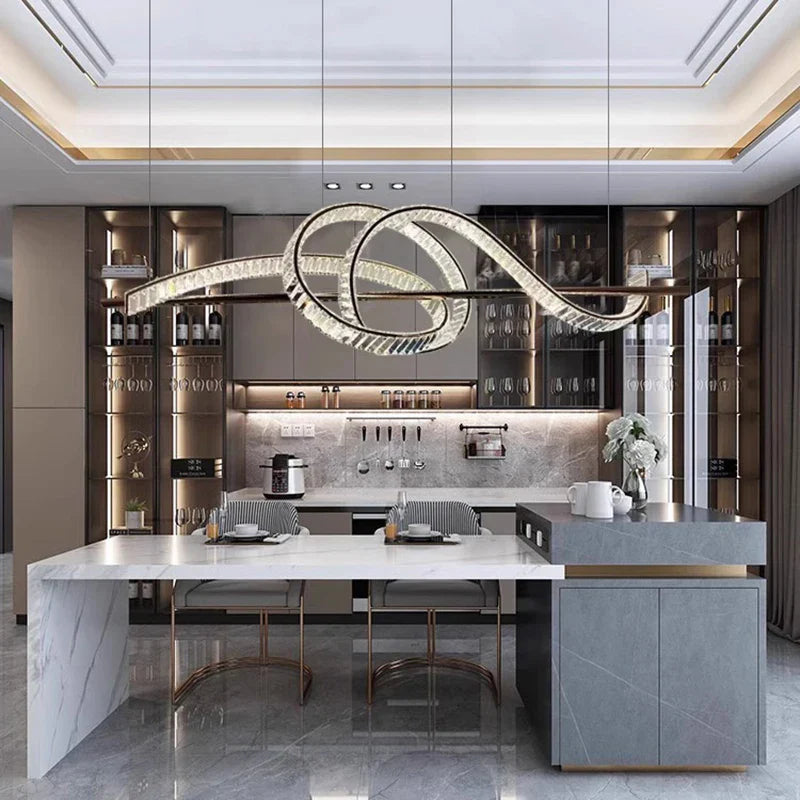 Lustre Moderne Design Cristal pour Salle à Manger - Éclairage Intérieur Luxe