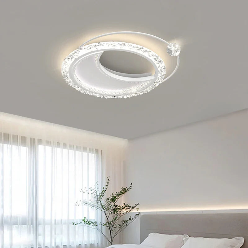 Lustre nordique minimaliste en acrylique LED or moderne - Édition Prestige