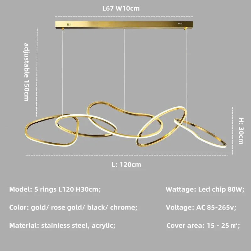 Lustre de luxe en cristal avec anneaux LED modernes - Élégance Brillante