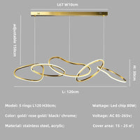 Lustre de luxe en cristal avec anneaux LED modernes - Élégance Brillante