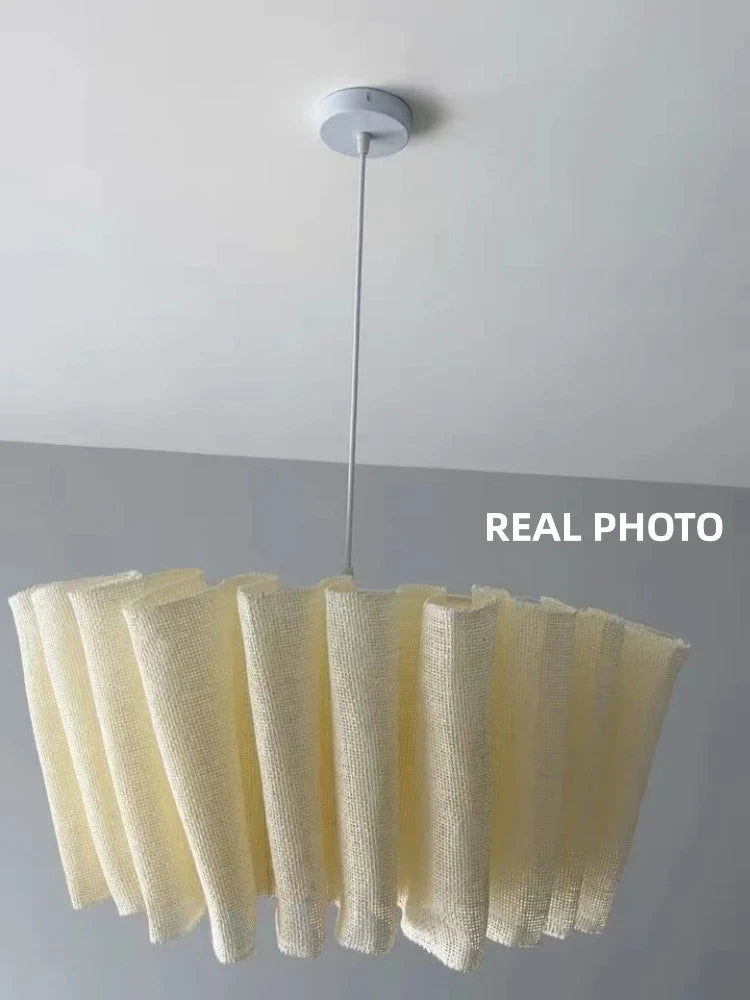 Lustre Nordique Vintage Wabi Sabi en Tissu Fait Main