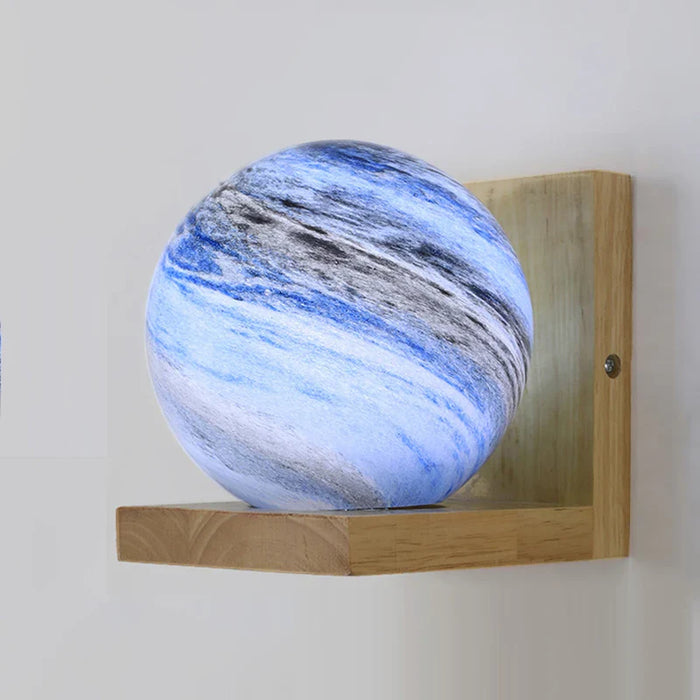 Applique murale moderne en bois avec abat-jour en verre