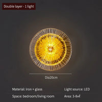 Applique murale ronde moderne en cristal avec LED intégrées