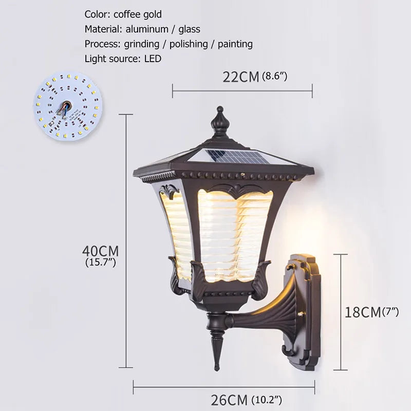 Applique murale solaire extérieur luminaire moderne LED étanche pour Patio, cour, porche, balcon, cour, Villa, allée