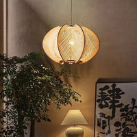 Lustre bois chanvre wabi-sabi suspendu - Édition Nature