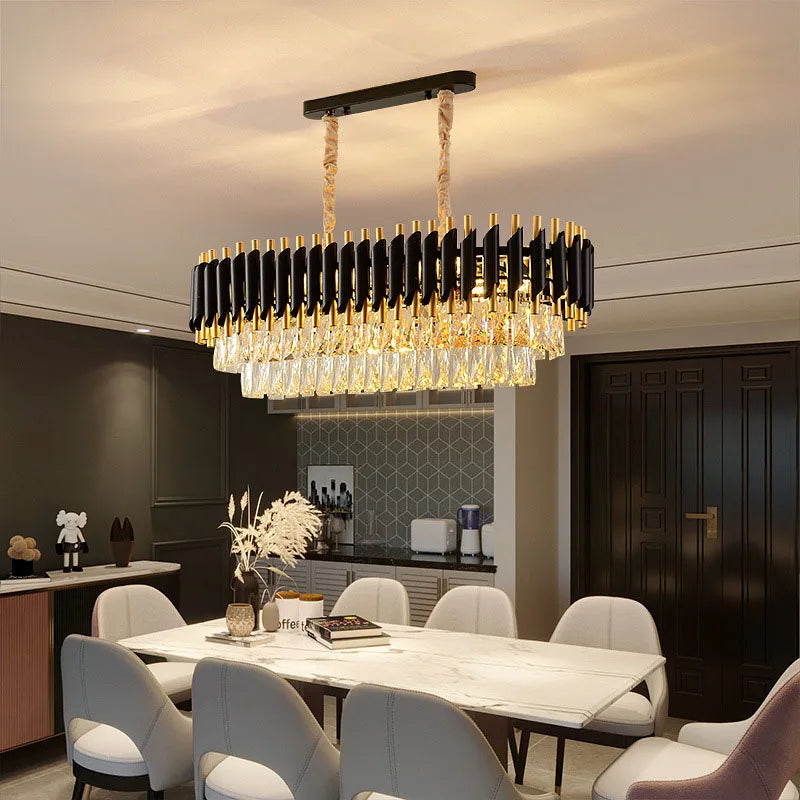 Lustre en cristal luxueux avec éclairage LED pour intérieur - Élégance illuminée