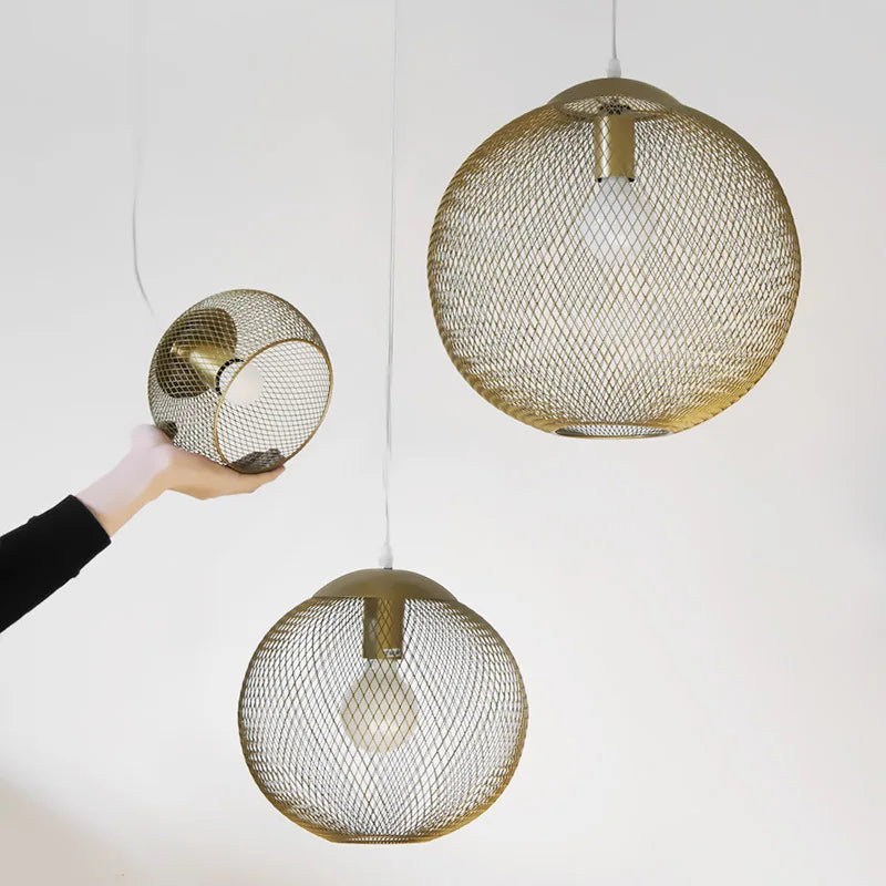 Suspension industrielle vintage LED en fer doré - Style Industriel