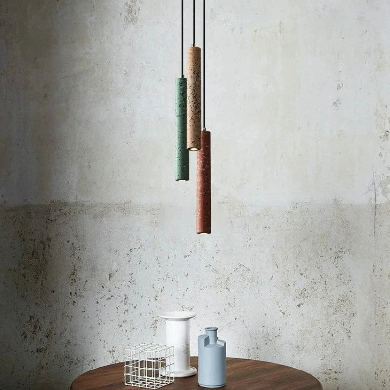 Suspension Terrazzo Bar Ciment Minimaliste - Lampe À Tête Unique Style Industriel