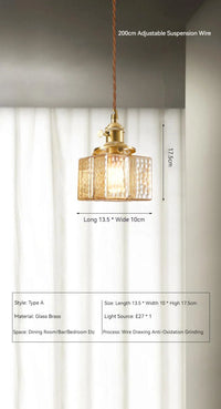 Suspension japonaise vintage en verre et laiton LED