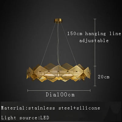 Lustre post-moderne en acier inoxydable avec lampe LED minimalist italienne.