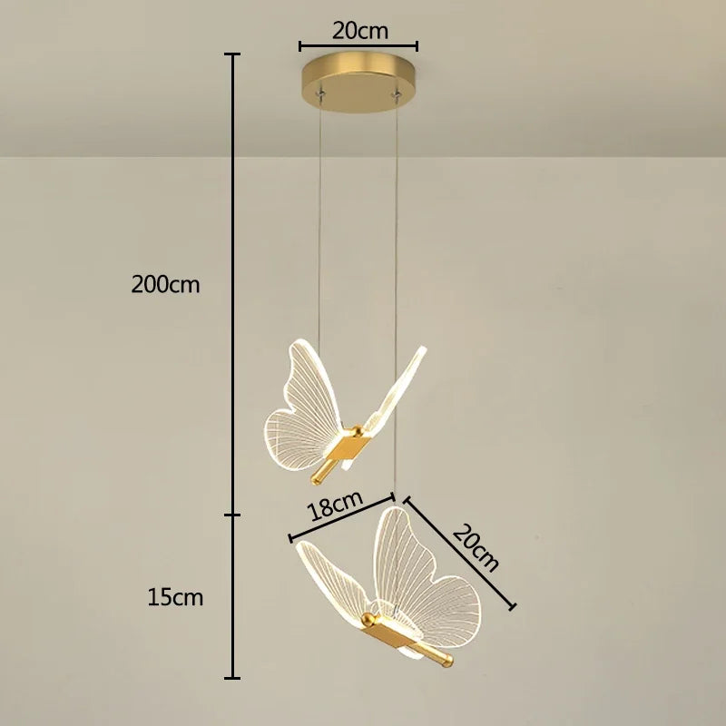 Suspension LED papillon en acrylique au design contemporain