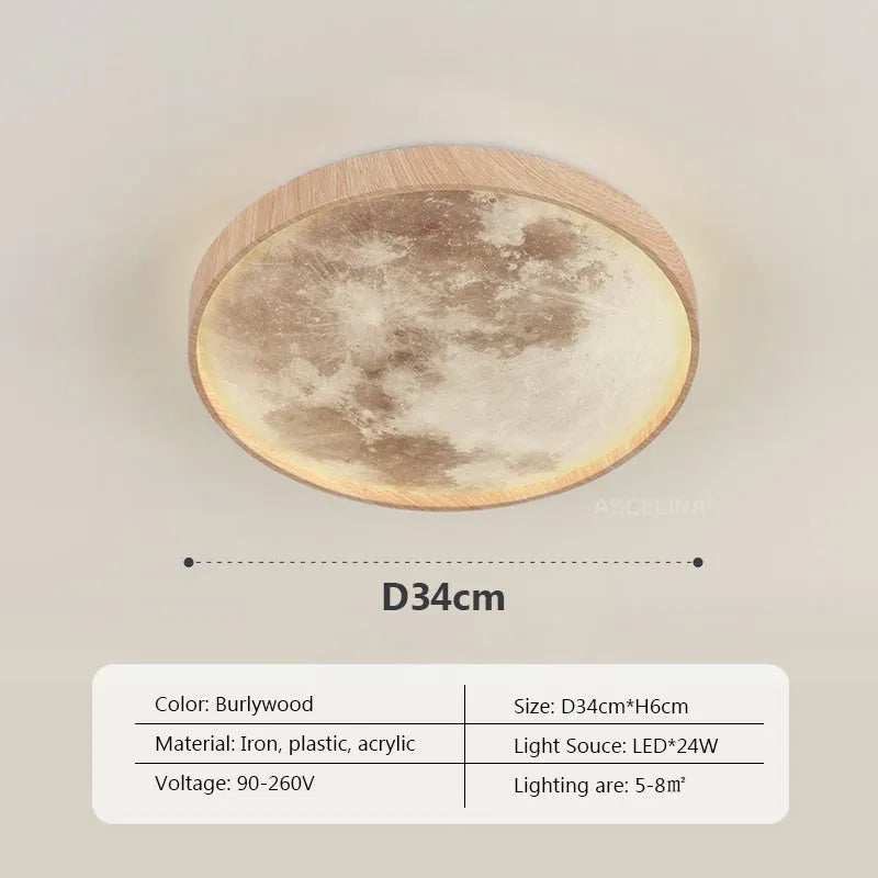 Plafonnier LED nordique Lunaire en bois