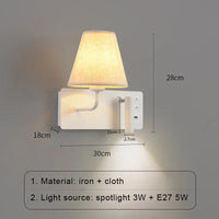 Applique murale LED nordique moderne pour hôtel avec interrupteur USB