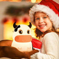 Veilleuse Mignon Vache 7 Couleurs En Silicone Souple - Lampe Enfant Veilleuse À Distance LED