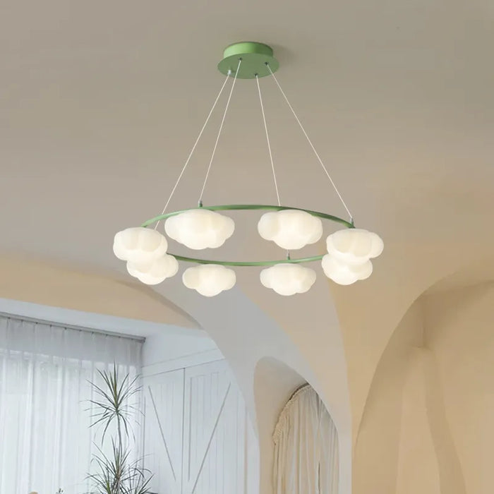 Lustre nuage vert télécommandé pour salle à manger