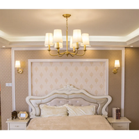 Suspension Rustique Américaine Lustre Doré en Tissu Minimaliste