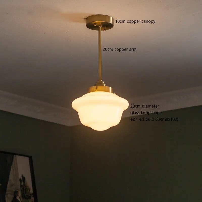 Suspension LED verre blanc.