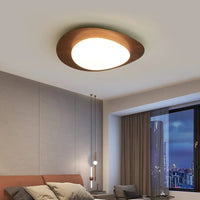 Plafonnier LED en bois nordique avec galets noyer et acrylique
