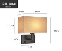 Applique murale intelligente nordique avec chargeur USB rapide et abat-jour 3 couleurs
