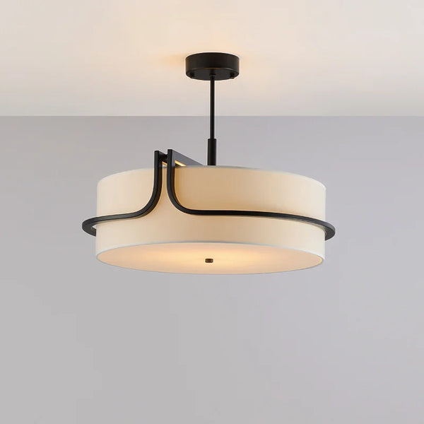 Plafonnier de luxe en cuivre avec abat-jour en tissu