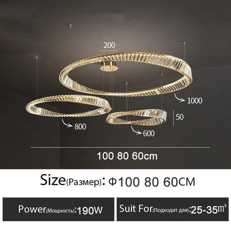 Lustre de plafond en cristal LED nordique de luxe pour salon et salle à manger