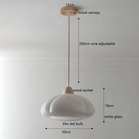 Suspension "Citrouille Lumineuse" en Verre LED Style Japonais Vintage en Bois