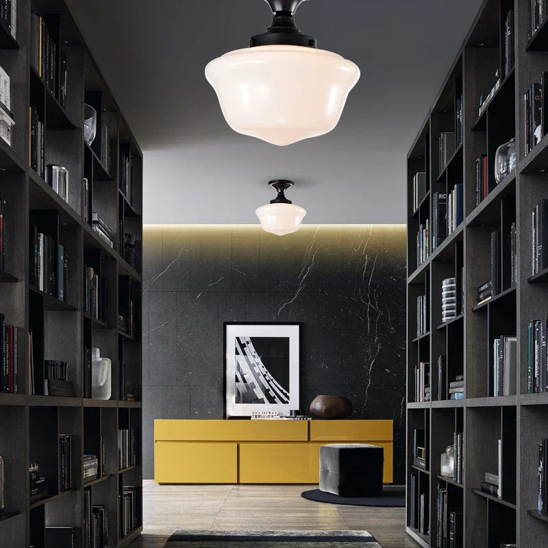 Plafonnier Vintage Loft Industriel en Verre Noir
