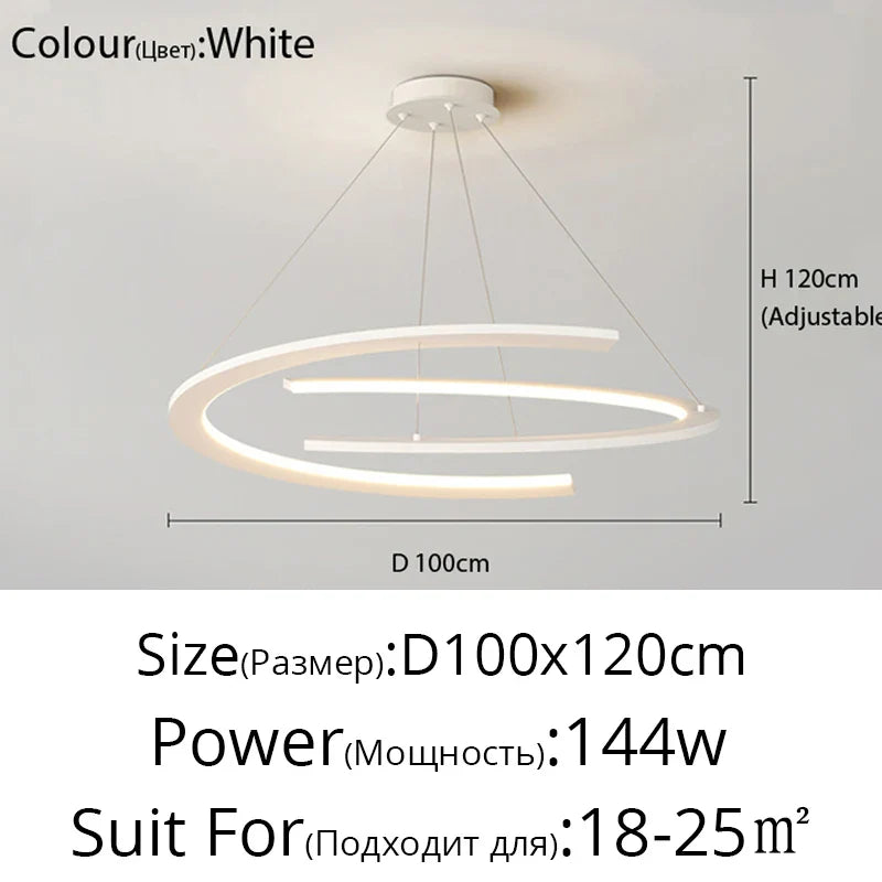 Lustre moderne nordique à anneaux pour restaurant