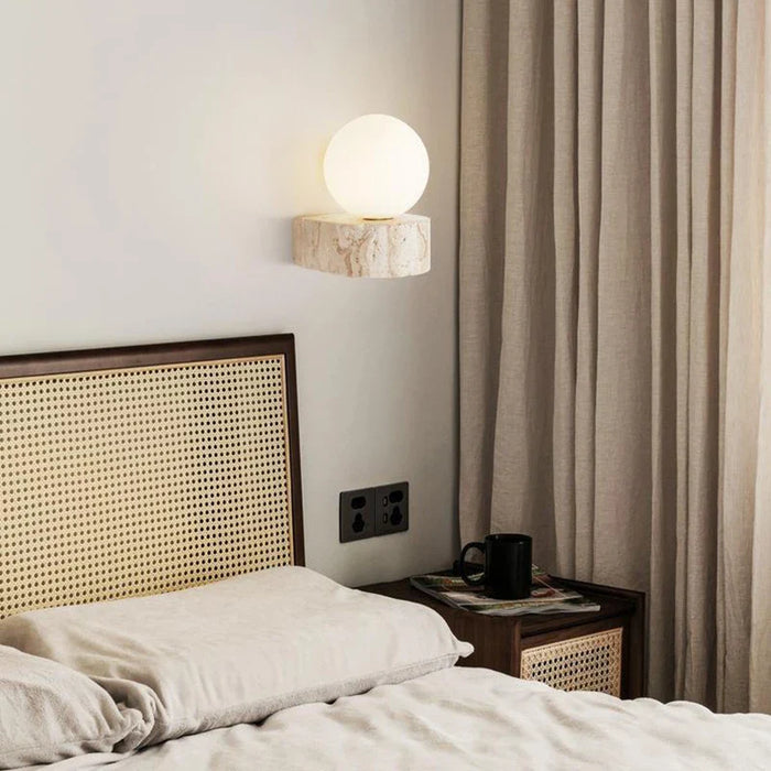 Applique murale LED design en verre avec pierre naturelle