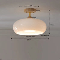 Suspension "Citrouille Lumineuse" en Verre LED Style Japonais Vintage en Bois