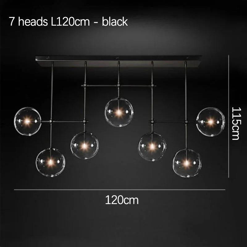 Lustre en verre noir et or LED moderne pour le salon et la chambre