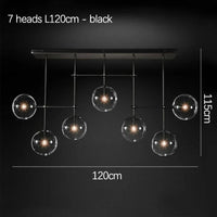 Lustre en verre noir et or LED moderne pour le salon et la chambre
