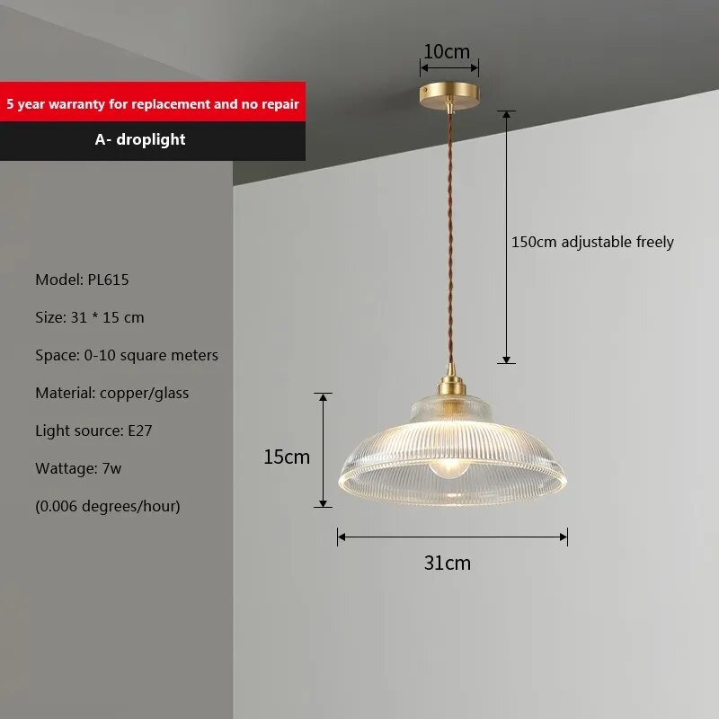 Suspension conique en verre nordique vintage.