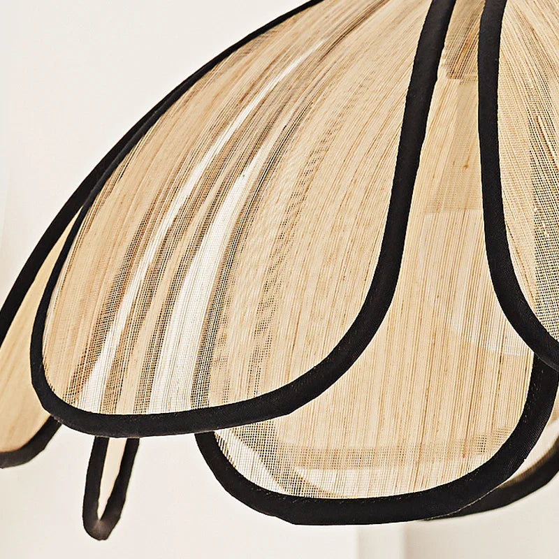 Applique murale japonaise en rotin pétale Wabi Sabi