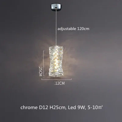 Lustre Moderne en Cristal K9 avec Suspension et Télécommande Dimmable