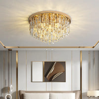 Plafonnier circulaire de luxe en cristal contemporain