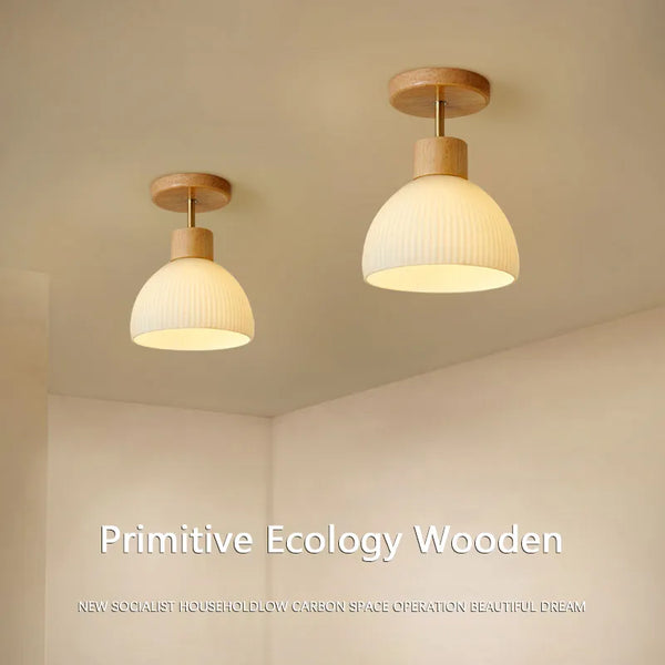 Plafonnier LED Nordico en Bois et Verre