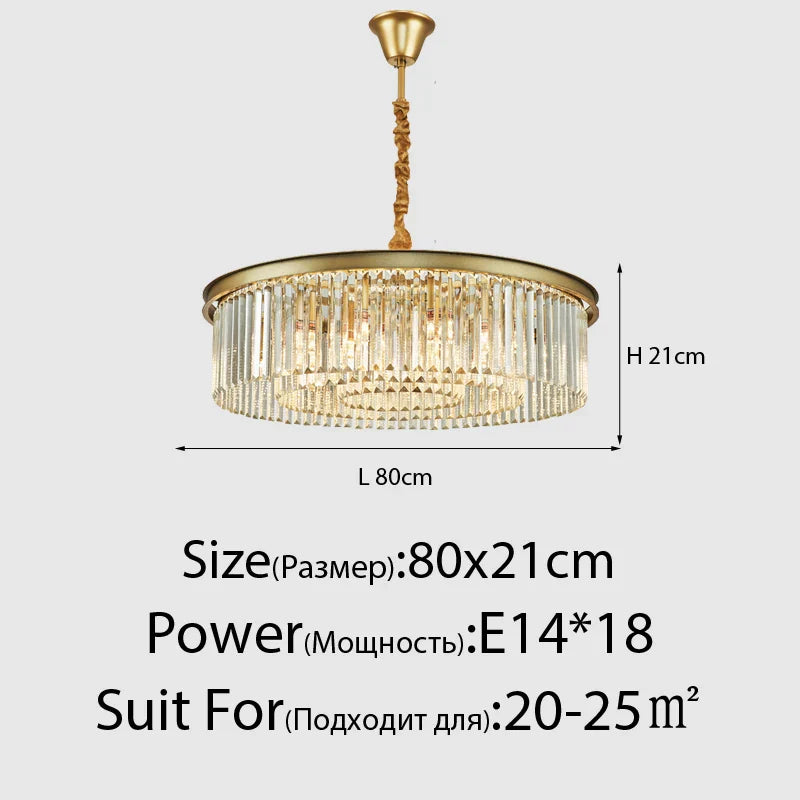Lustre en Cristal LED Moderne Américain pour Salon Salle à Manger Villa